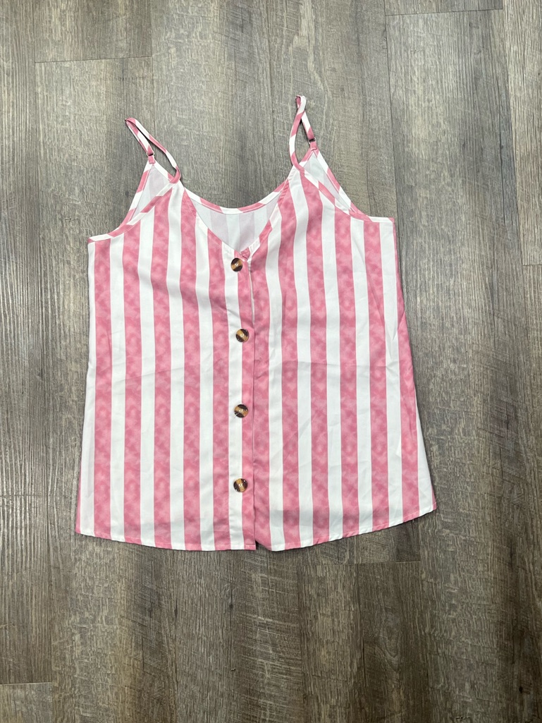 Pink & White Striped Button-Front Cami